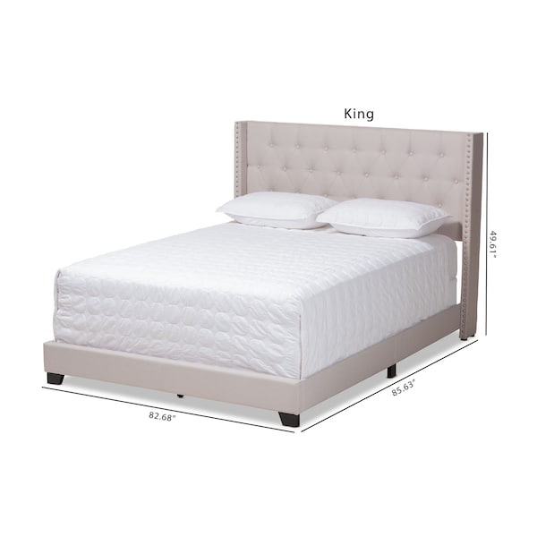 Brady Modern Beige Upholstered King Size Bed